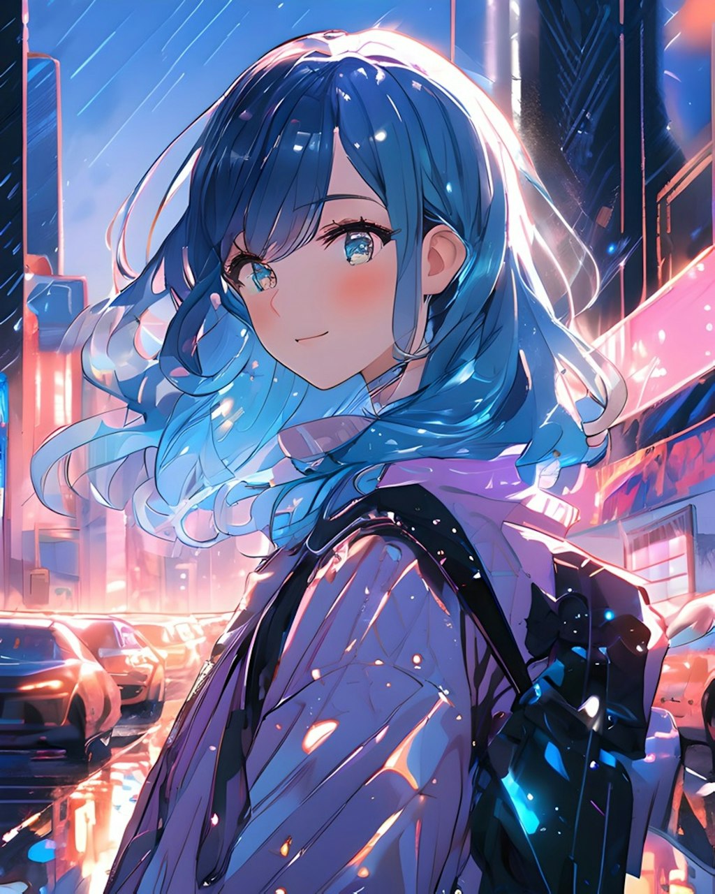 夜の街の少女