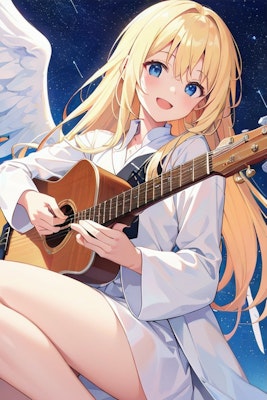 空中でギターを演奏する天使
