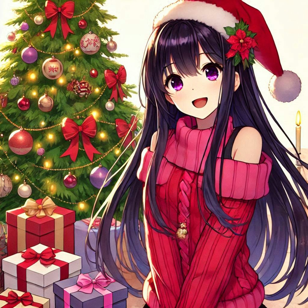 クリスマスプレゼントと、黒髪ロング少女♥(6枚)