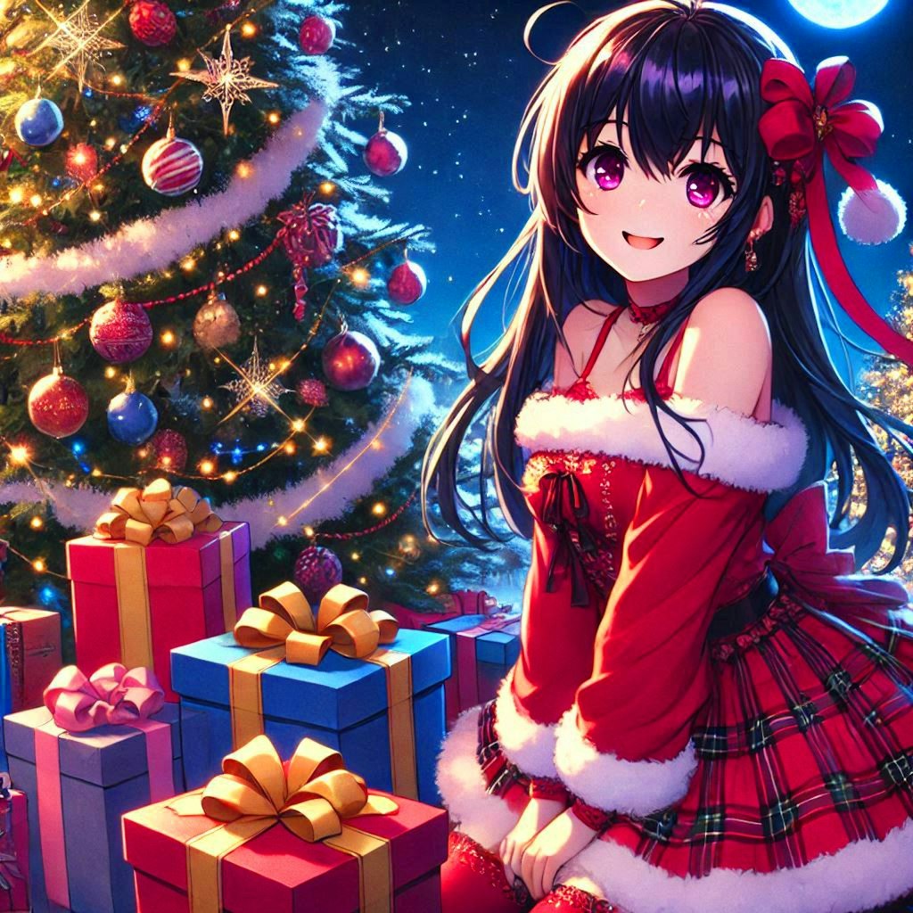 クリスマスプレゼントと、黒髪ロング少女♥(6枚)