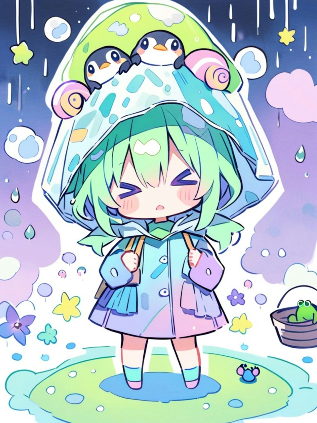 梅雨入りと緑髪ちゃん