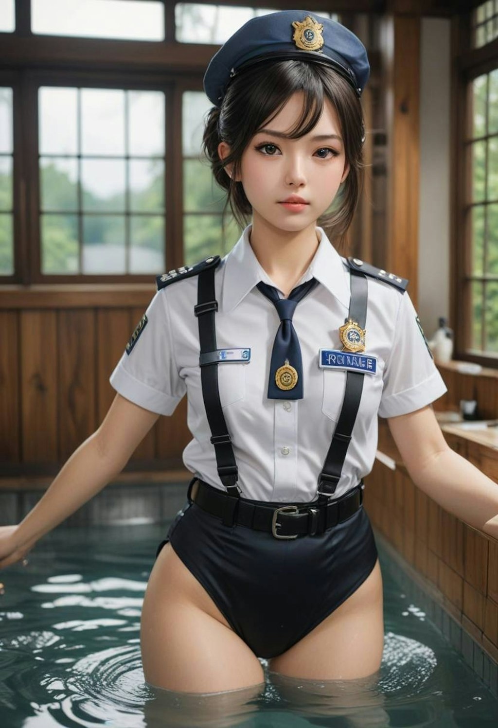 制服を脱ぐのを忘れて入浴する婦人警官たち全年齢版