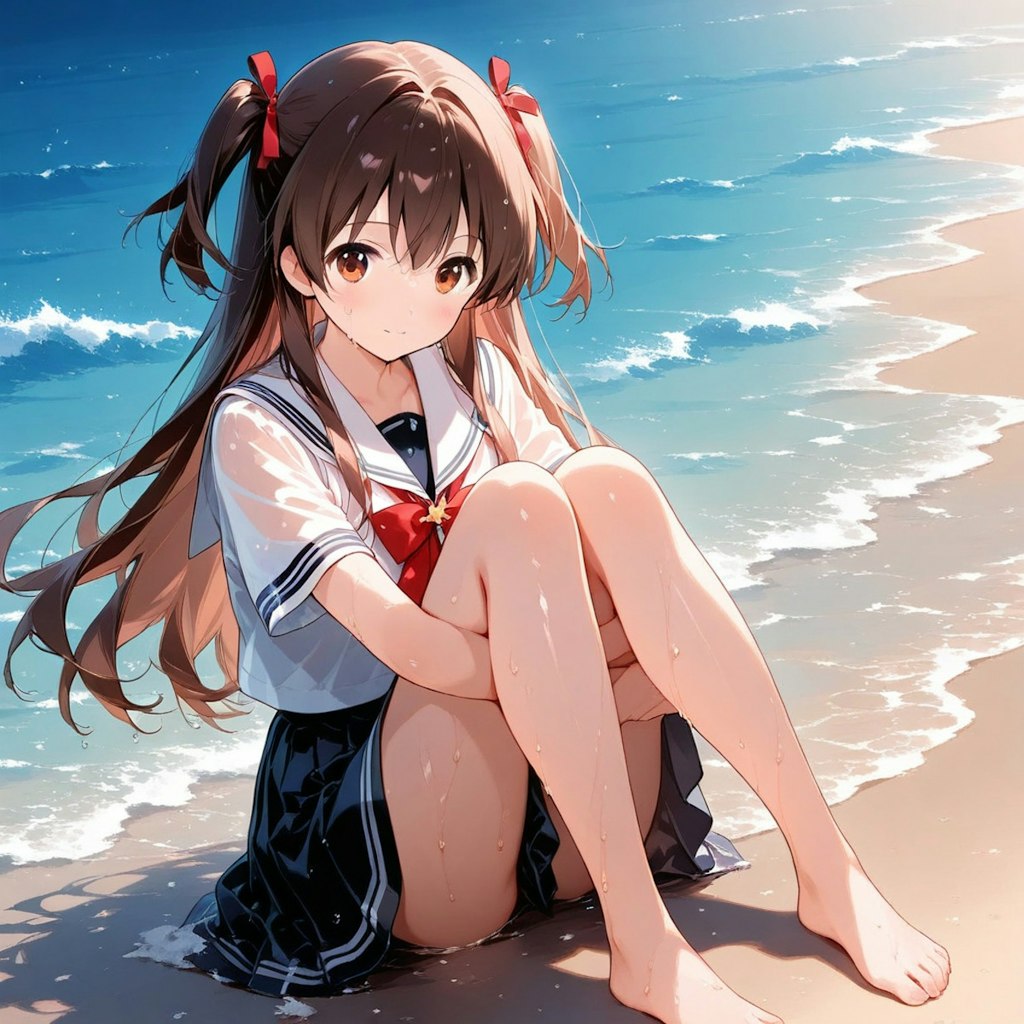 えへへ,濡れちゃったね♥️