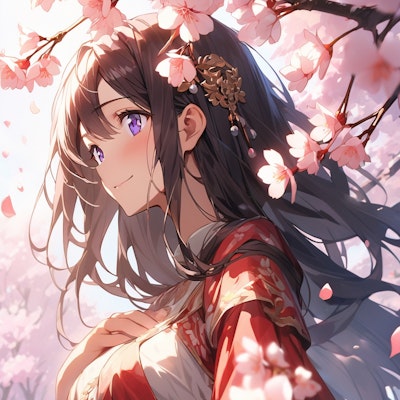 桜の花に囲まれて