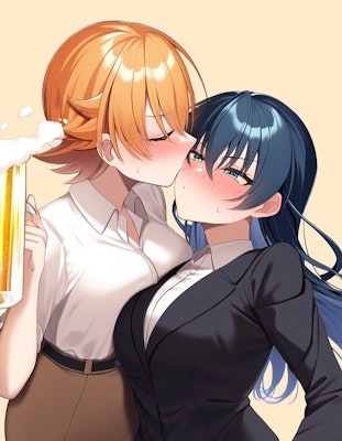 酔っ払って百合キスする対魔忍姉妹