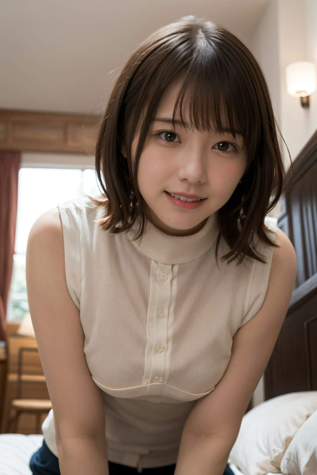 頬を赤くしている女性 3