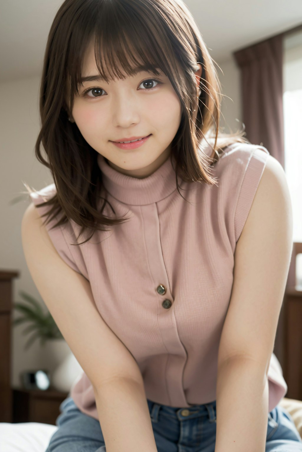 頬を赤くしている女性 3