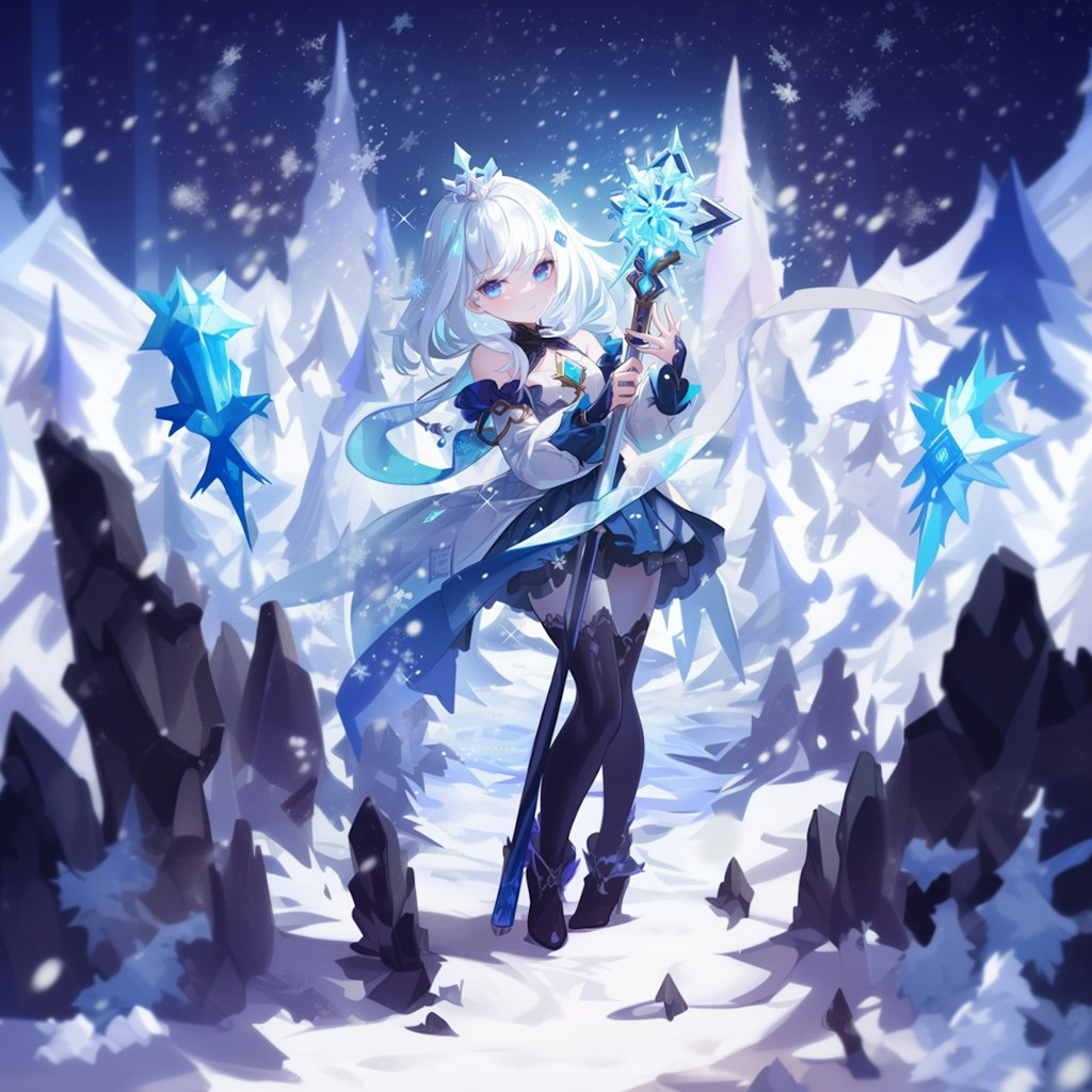 Magical Girl Starlight Snow ,in the style of Genshin Impact