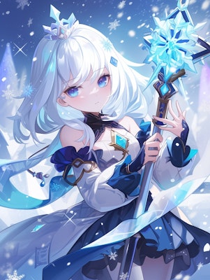 Magical Girl Starlight Snow ,in the style of Genshin Impact