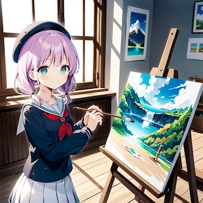 絵を描く少女