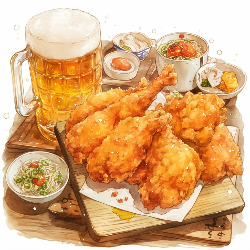 お疲れ様セット（からあげとビール）