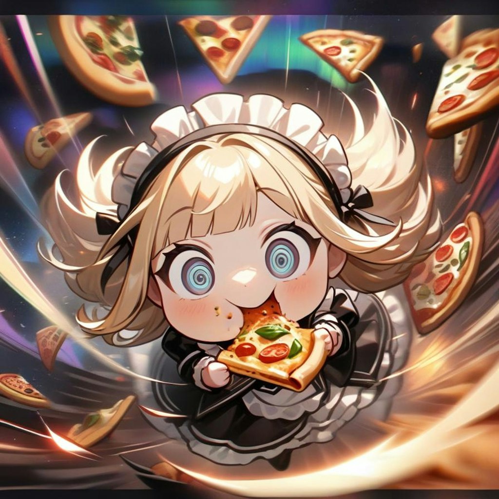 🍕おピッツァが美味いので時空を超えちゃう系メイドちゃん🍕