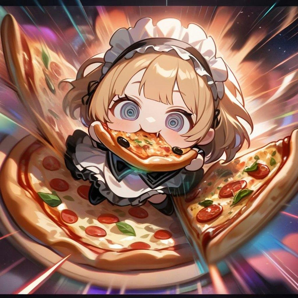 🍕おピッツァが美味いので時空を超えちゃう系メイドちゃん🍕