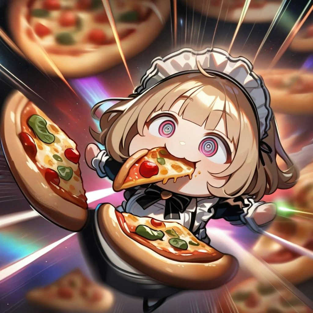 🍕おピッツァが美味いので時空を超えちゃう系メイドちゃん🍕