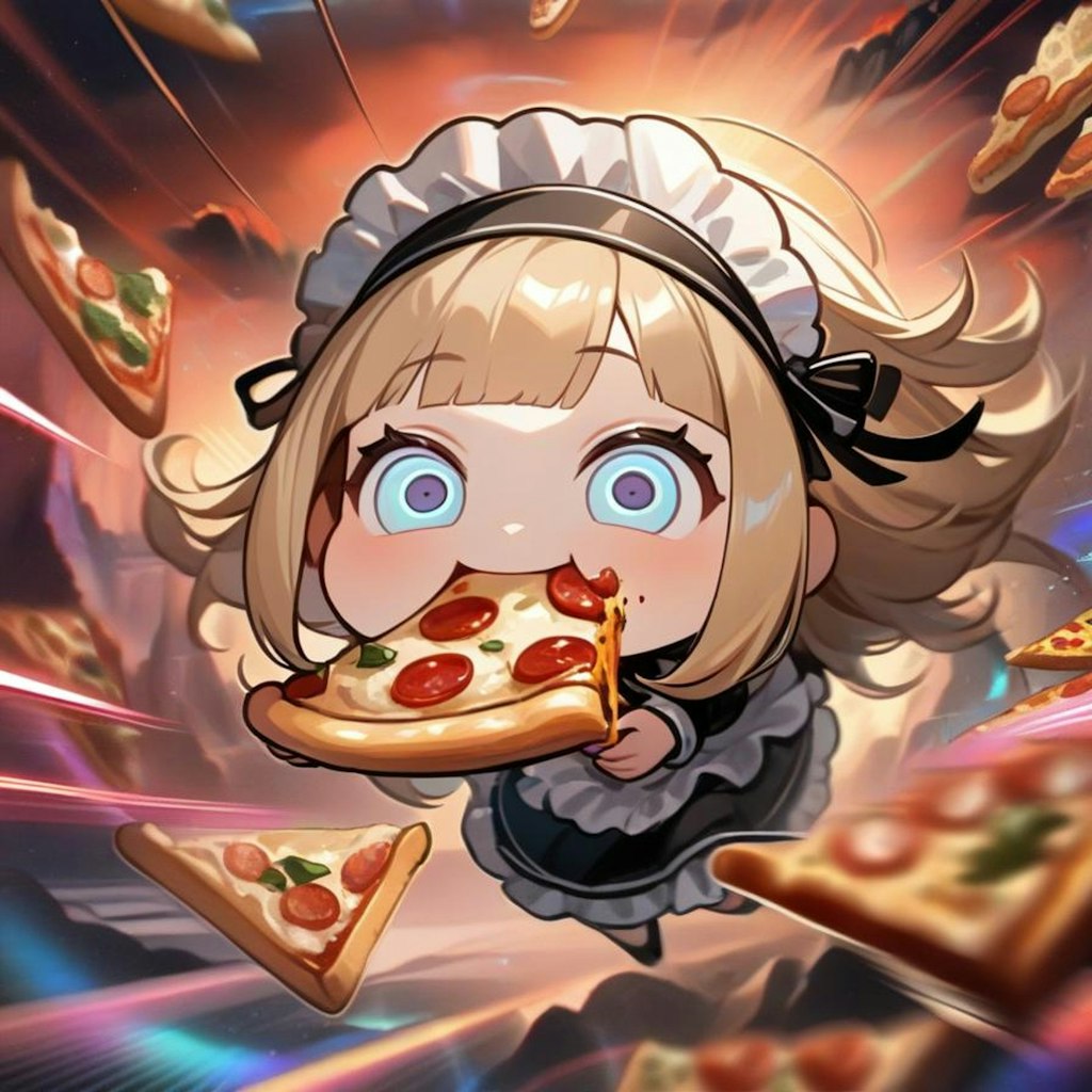 🍕おピッツァが美味いので時空を超えちゃう系メイドちゃん🍕