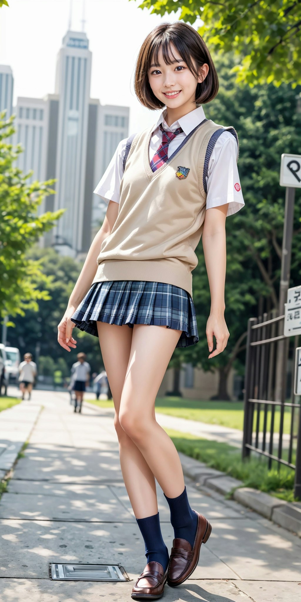 ニットベストネクタイミニスカ制服のコトちゃん