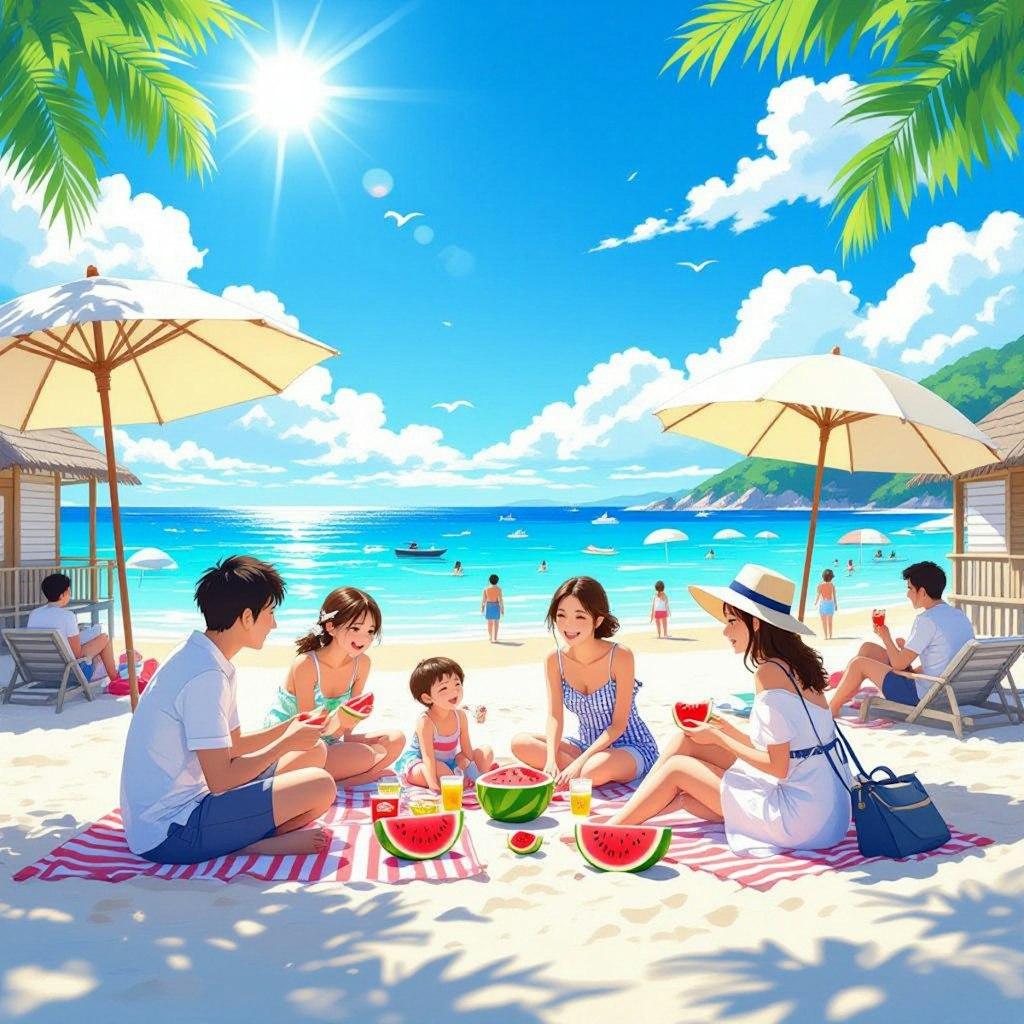 夏空と家族のひととき