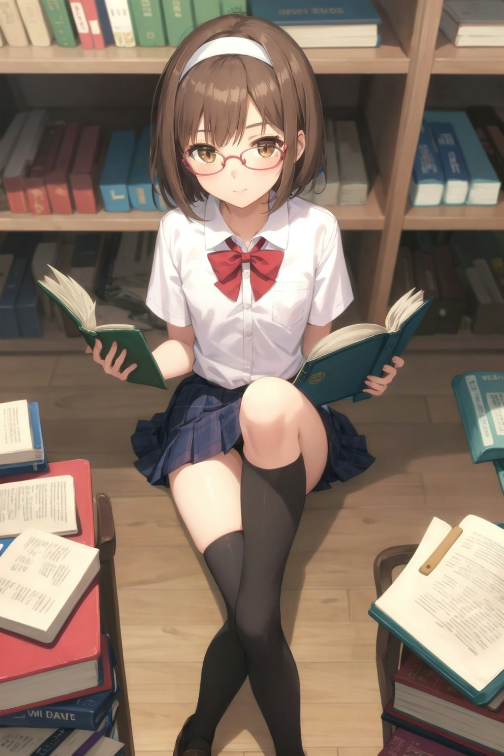 図書室で読書