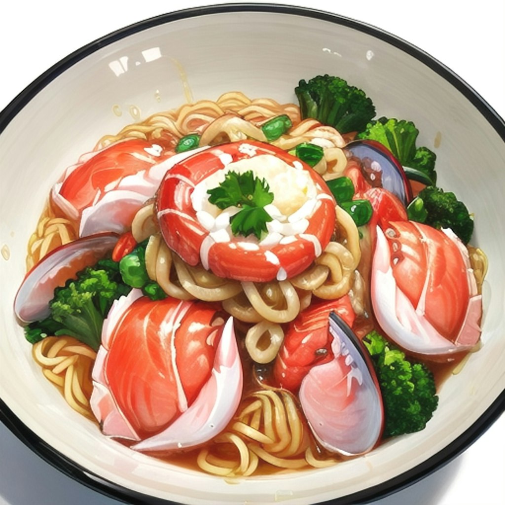 呪文「即席海鮮麺」