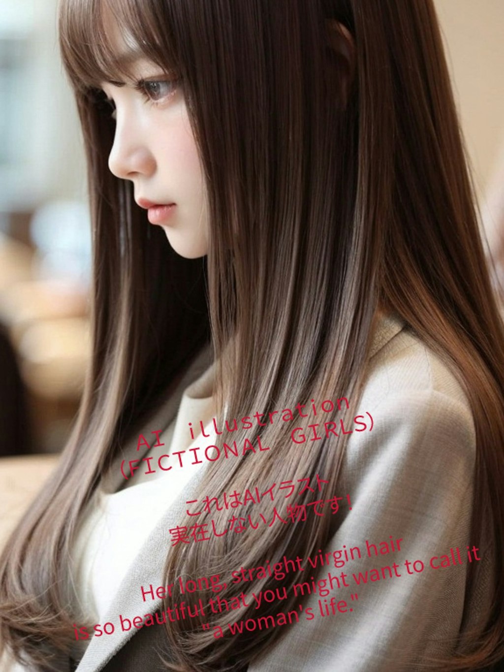 ロングヘア美少女（バッサリヘアカット直前のイメージ）