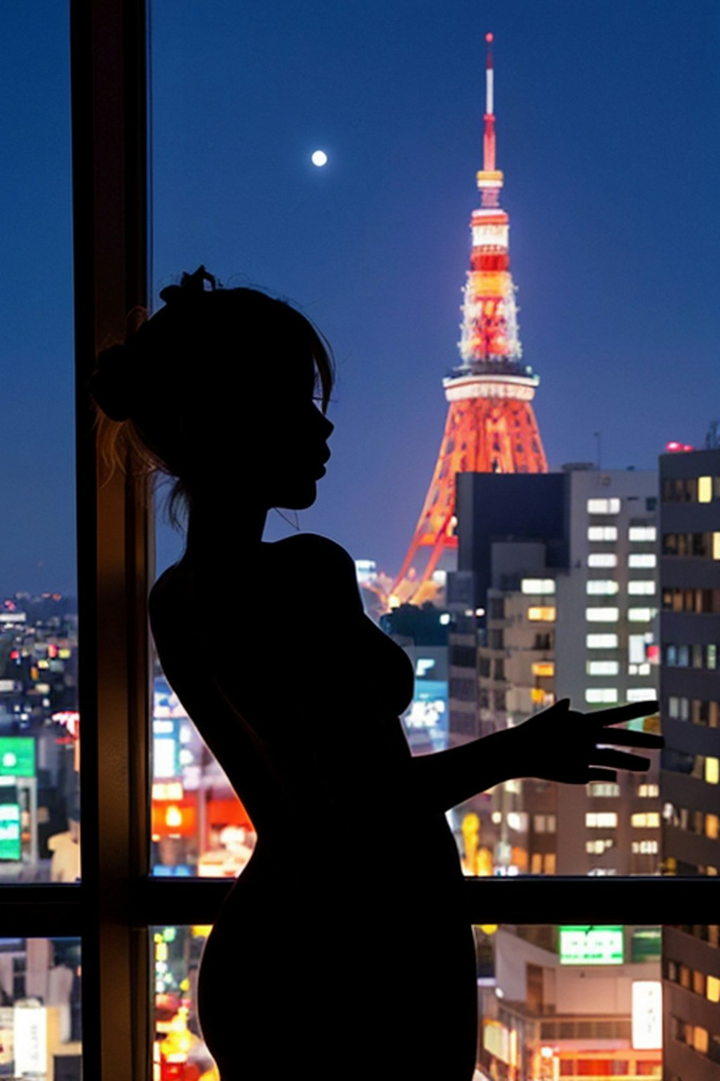 東京のホテルバルコニーから　Tokyo Tower at night