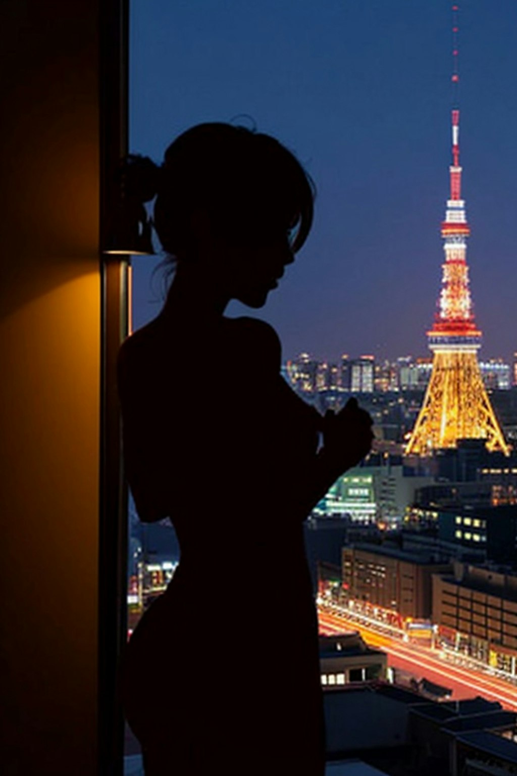 東京のホテルバルコニーから　Tokyo Tower at night