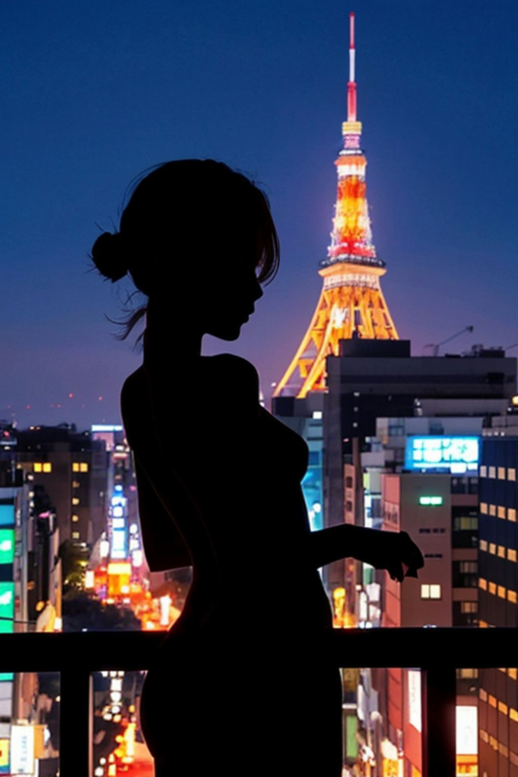 東京のホテルバルコニーから　Tokyo Tower at night