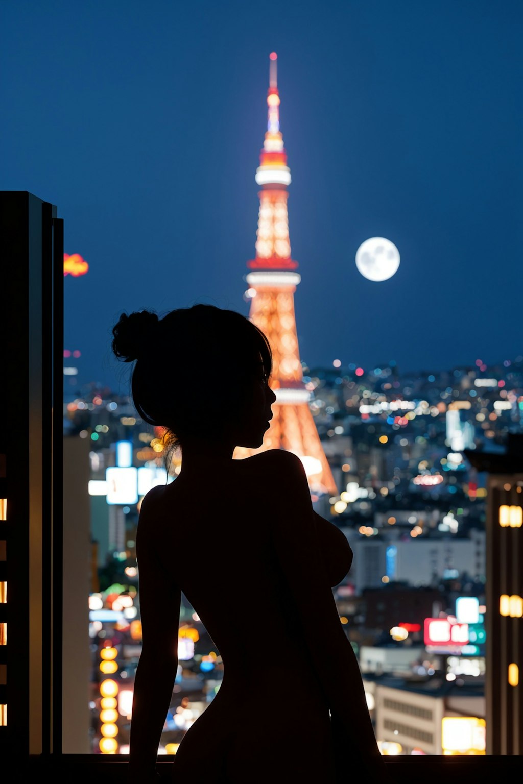 東京のホテルバルコニーから　Tokyo Tower at night