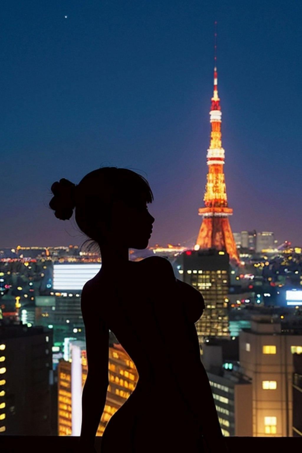 東京のホテルバルコニーから　Tokyo Tower at night