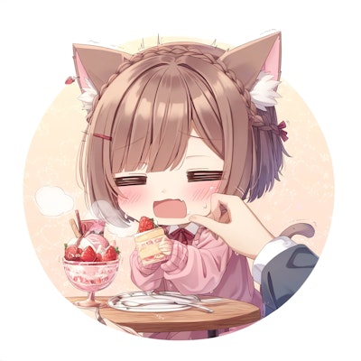 ケーキを食べる猫耳ちゃん