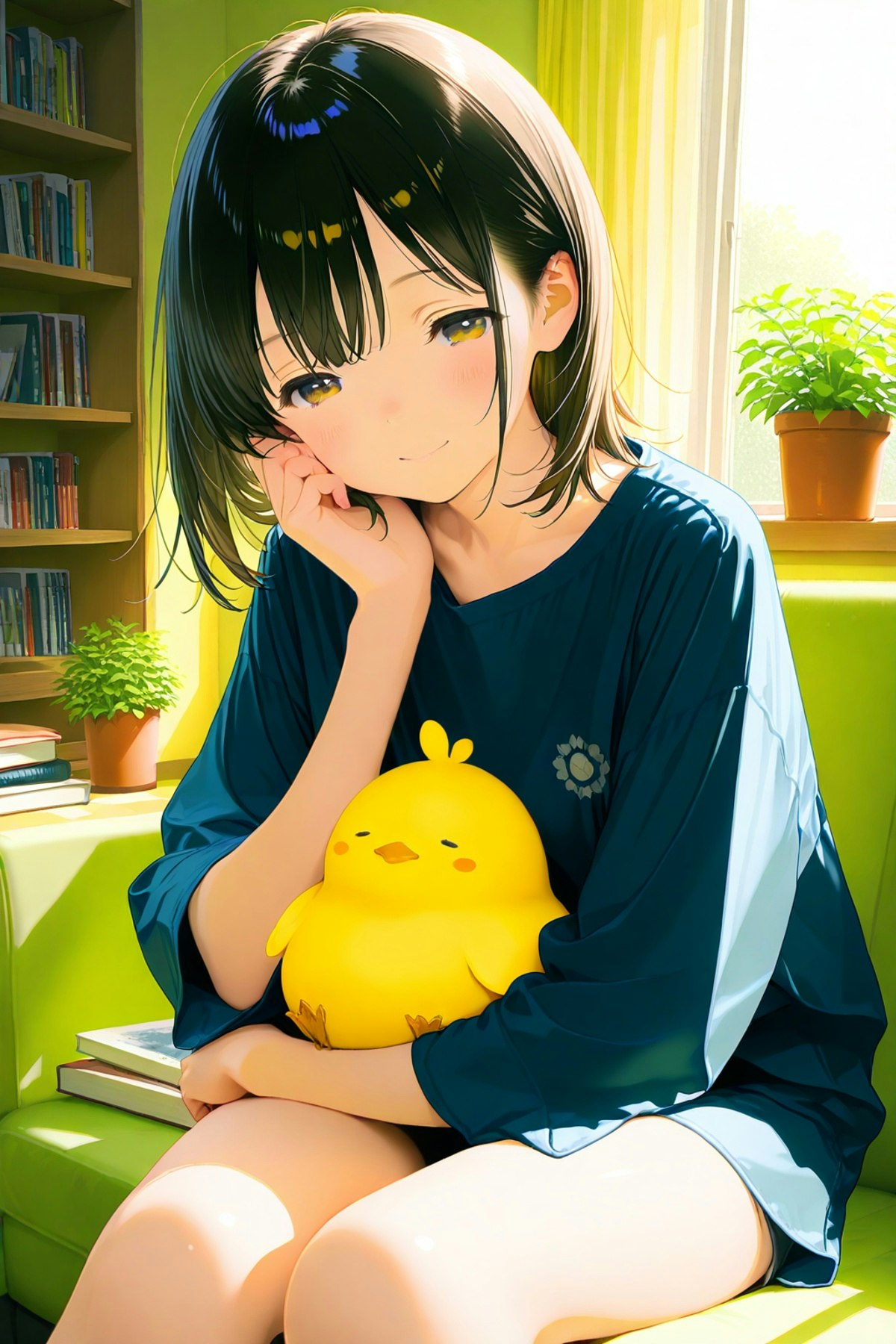 【アクリル画】金のシーツに横たわる少女【絵画】 小鳥を抱く少女 | ｜正光画廊