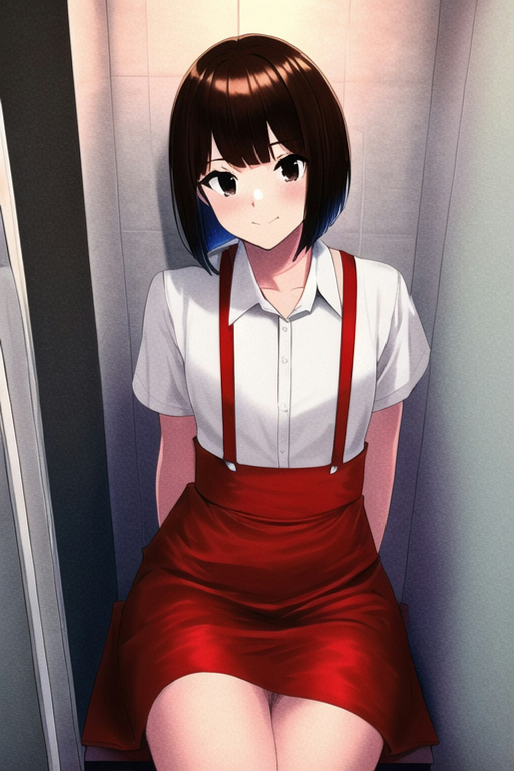 トイレの花子さん風　便器と赤服の女の子