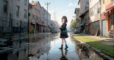 街と水たまり、少女83
