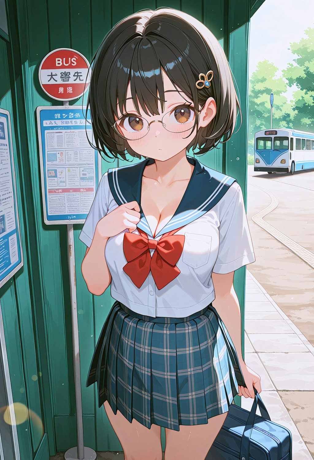 バス停の朝