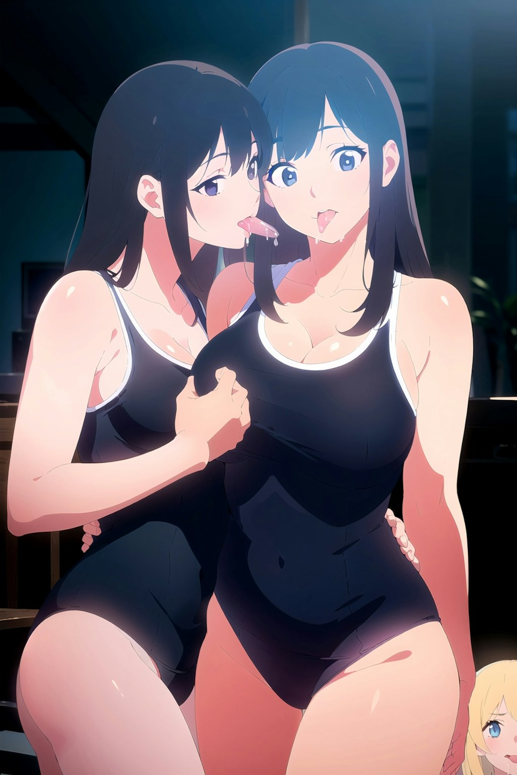 百合な爆乳スク水女子