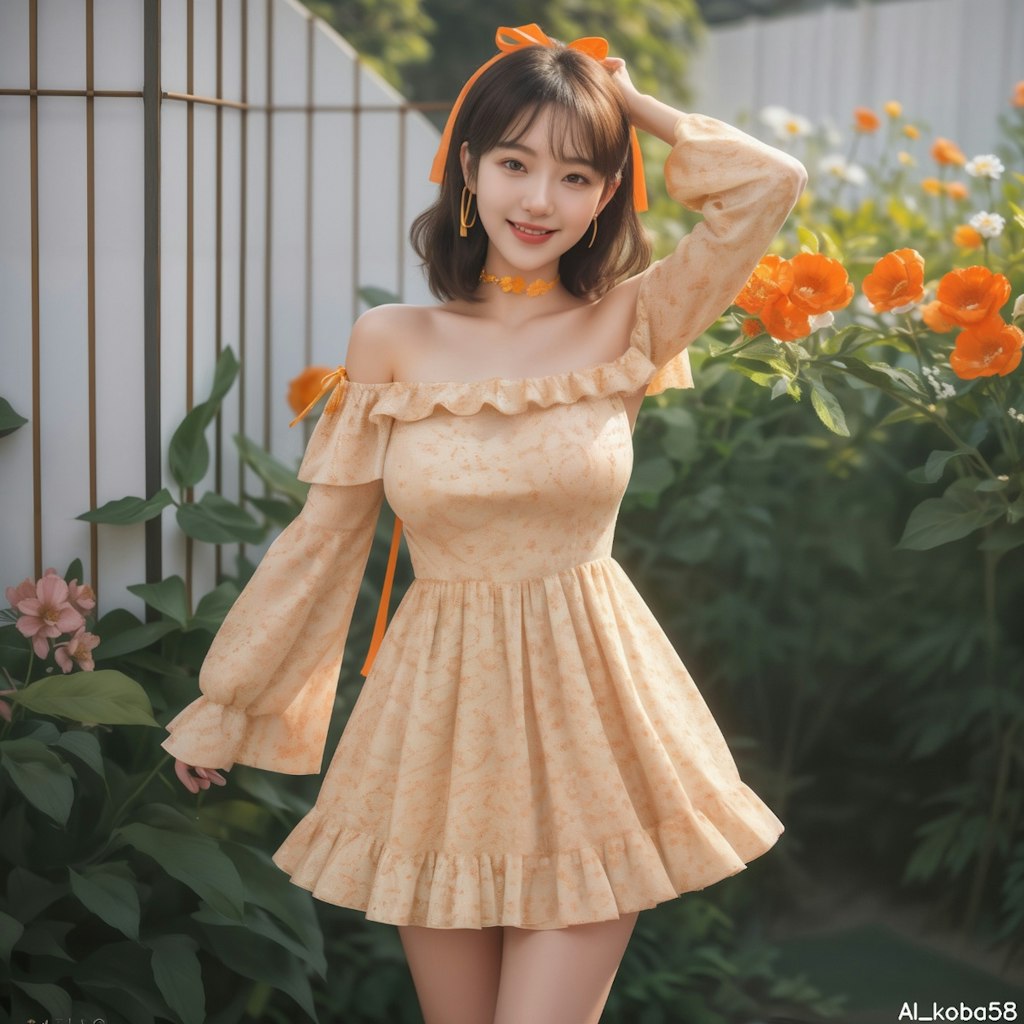 Vol38_Off-shoulder floral frill mini dress