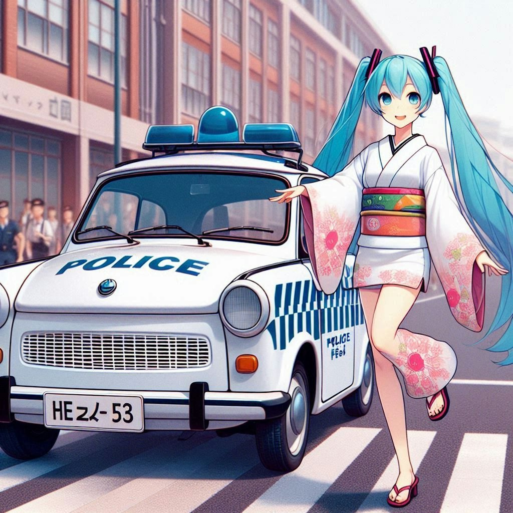 トラバントパトカーと着物姿初音ミク