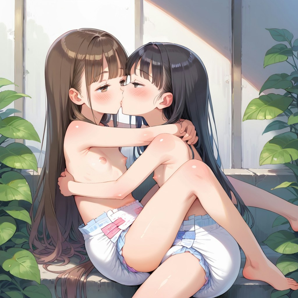 ちっぱいオムツァー百合キス