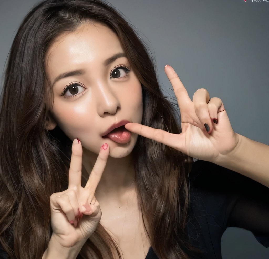 黒髪ロングの舌出し美女１５
