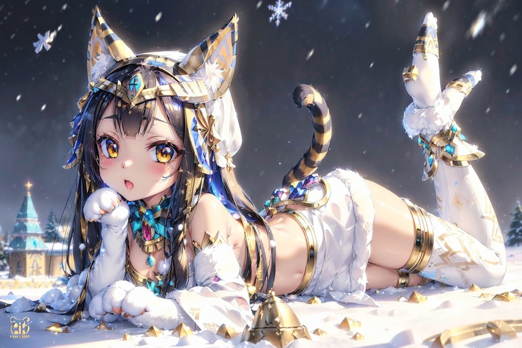 雪の中の猫神さま