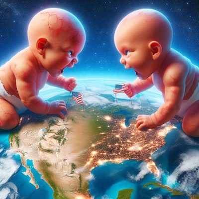 【謎画像】アメリカを取り合う赤ちゃんたち