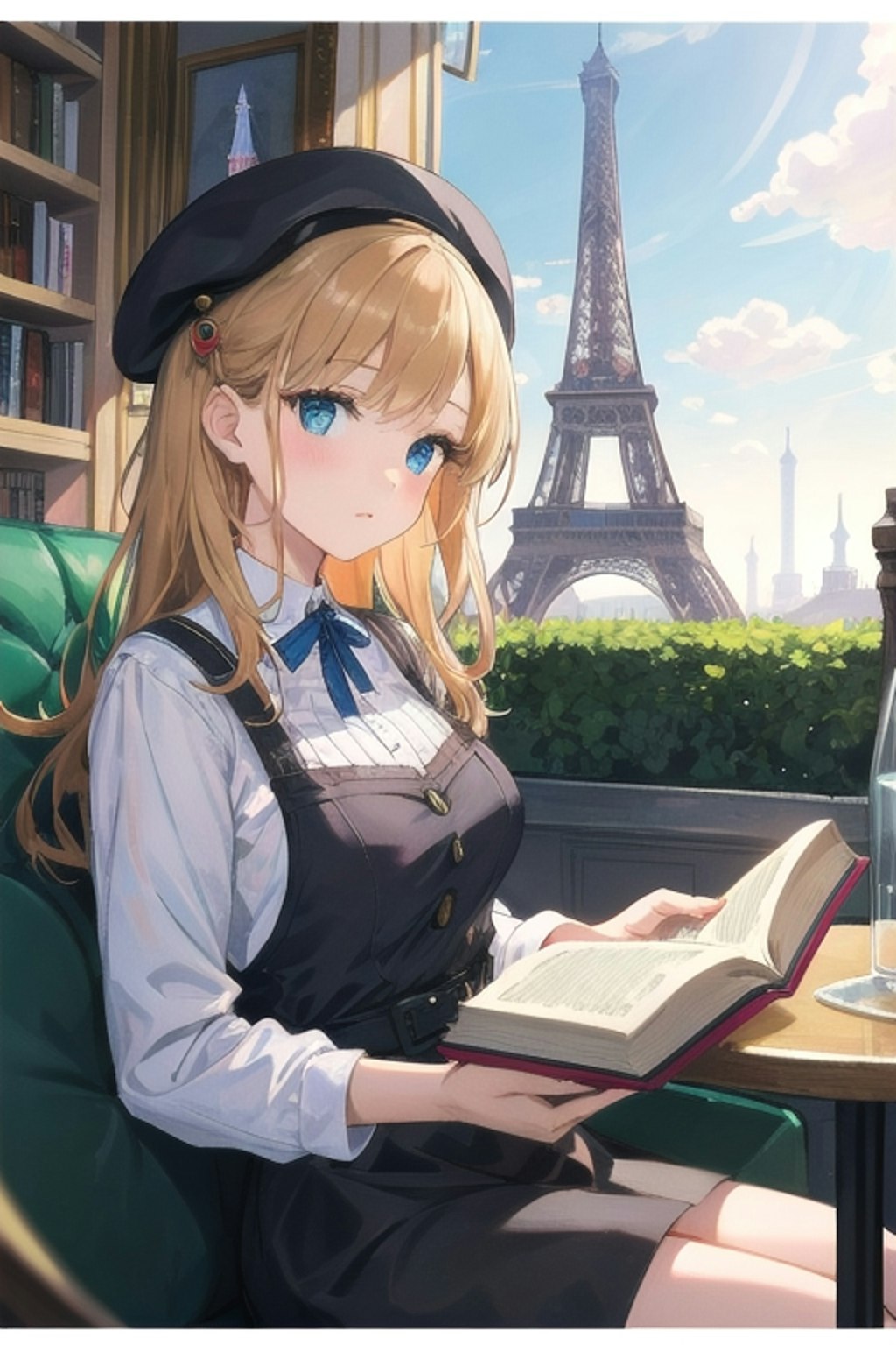 パリのカフェで読書