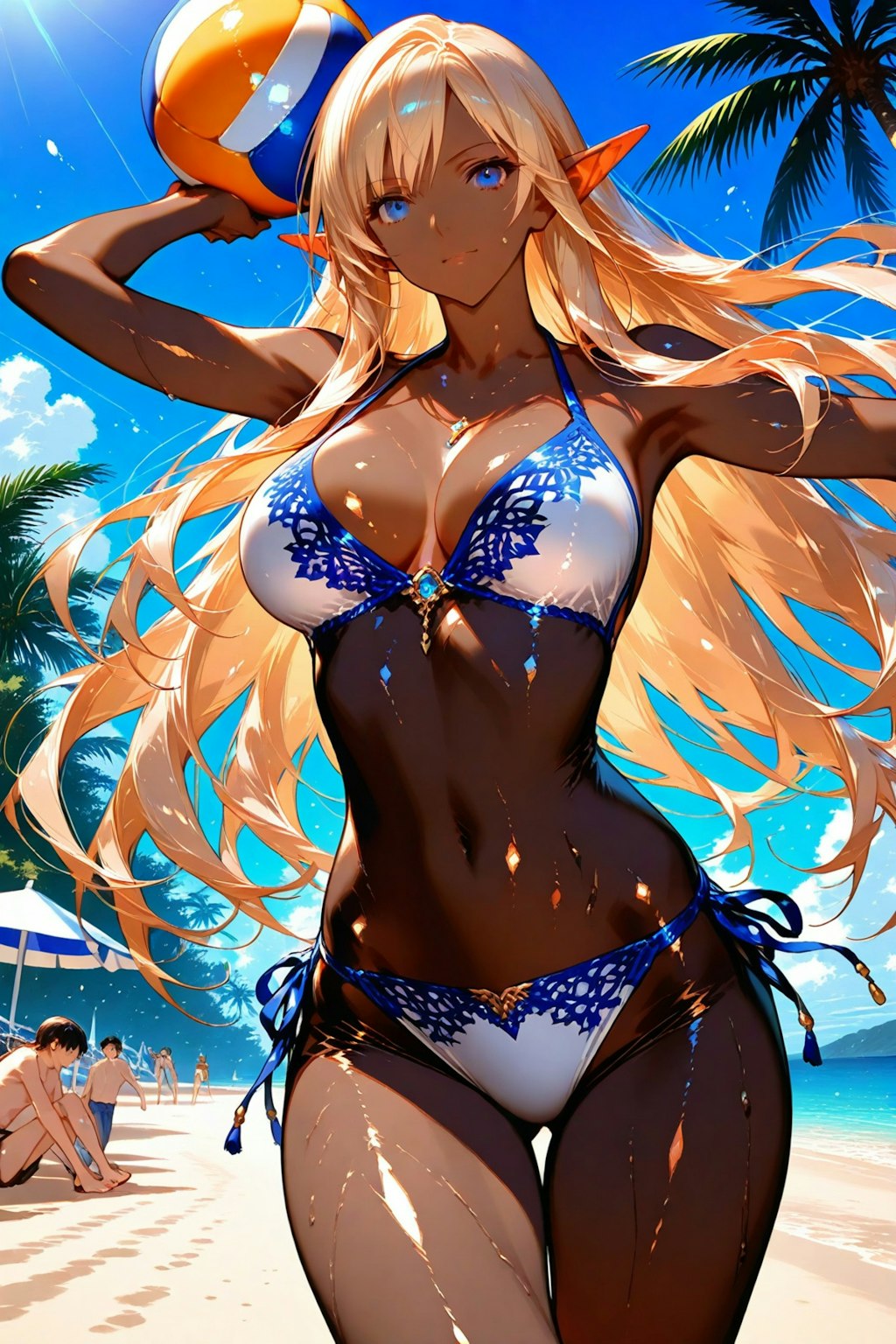 海辺でビーチボール3