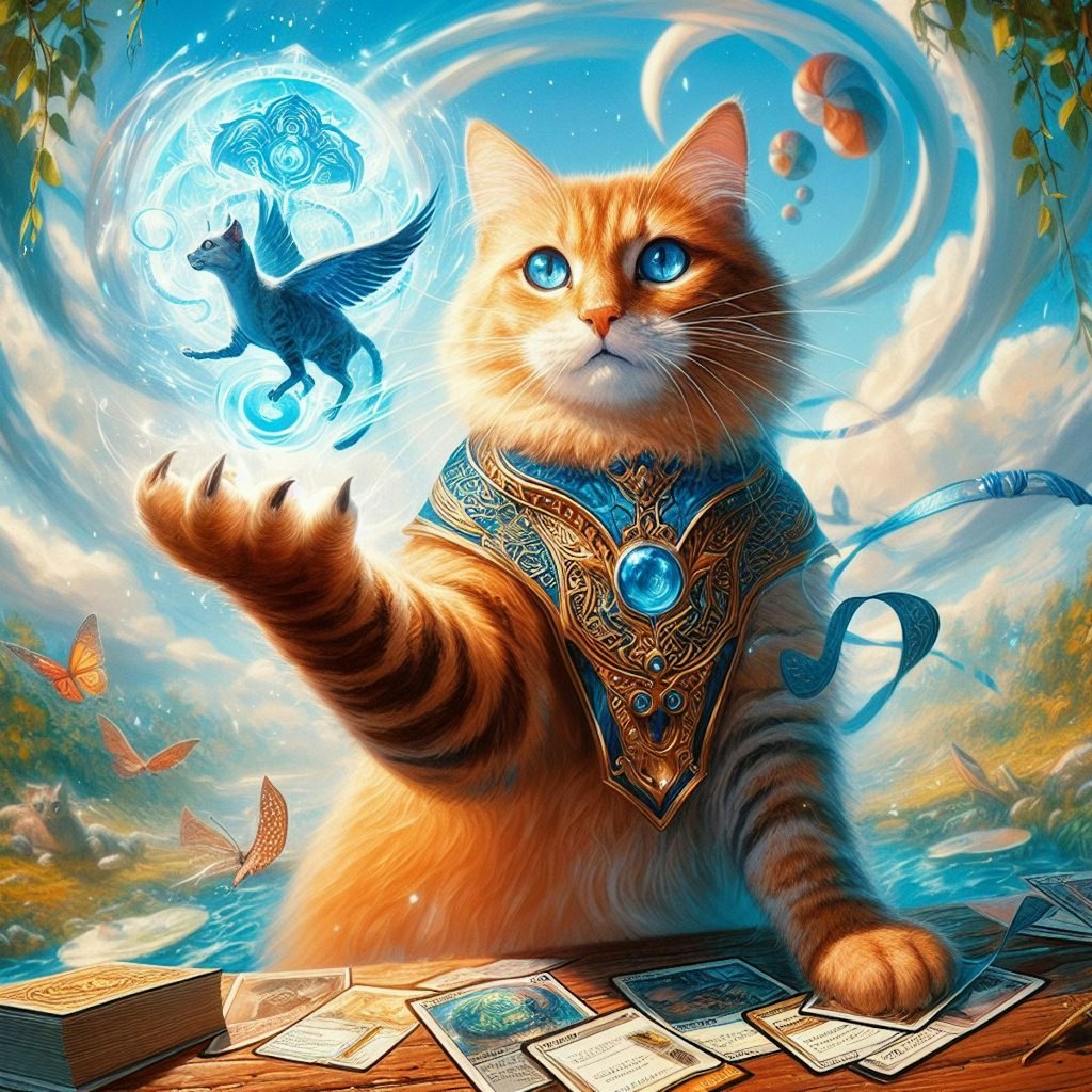 MTGをプレイしている猫