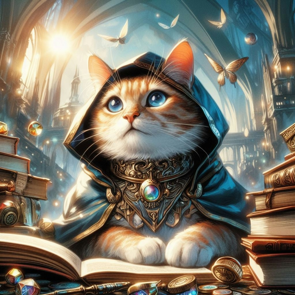 MTGをプレイしている猫