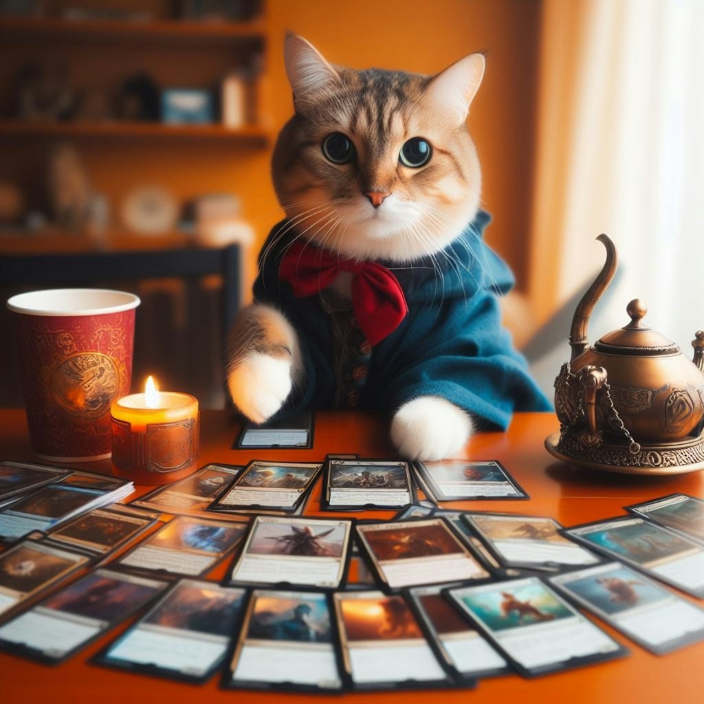 MTGをプレイしている猫