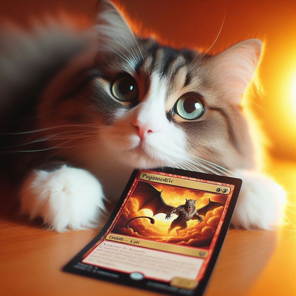 MTGをプレイしている猫