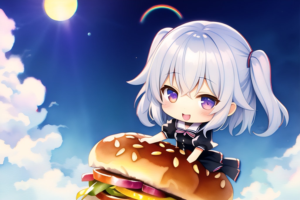 ハンバーガーに乗ってごーっ