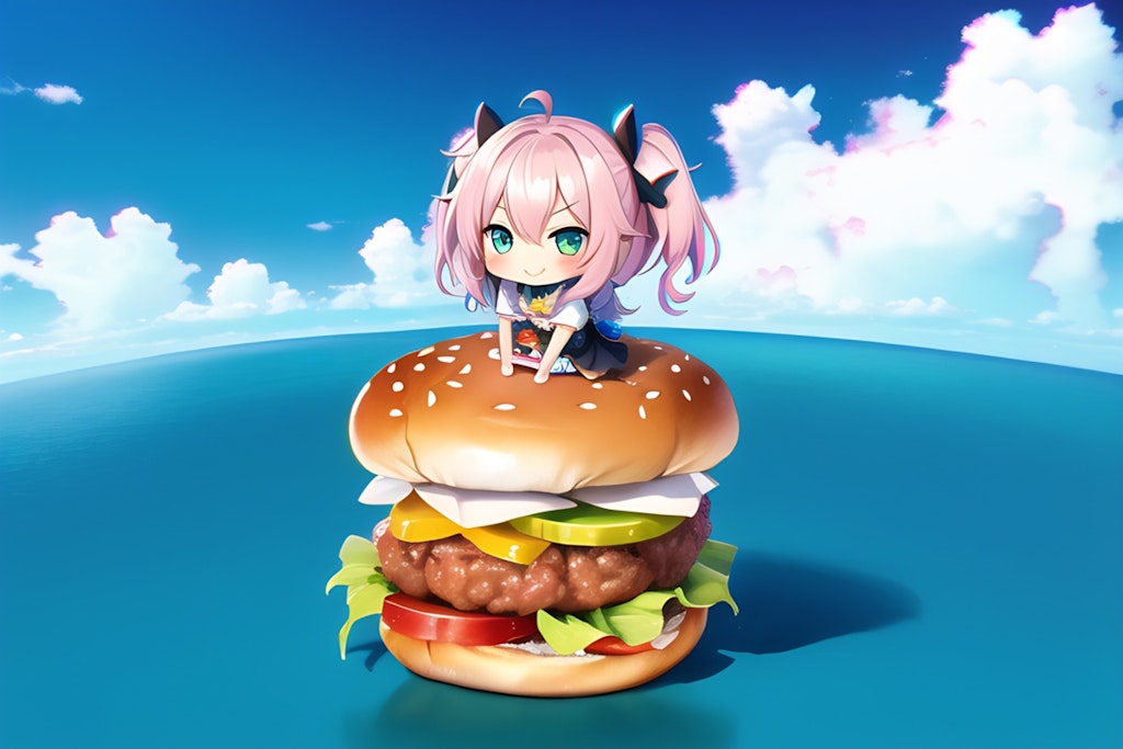 ハンバーガーに乗ってごーっ