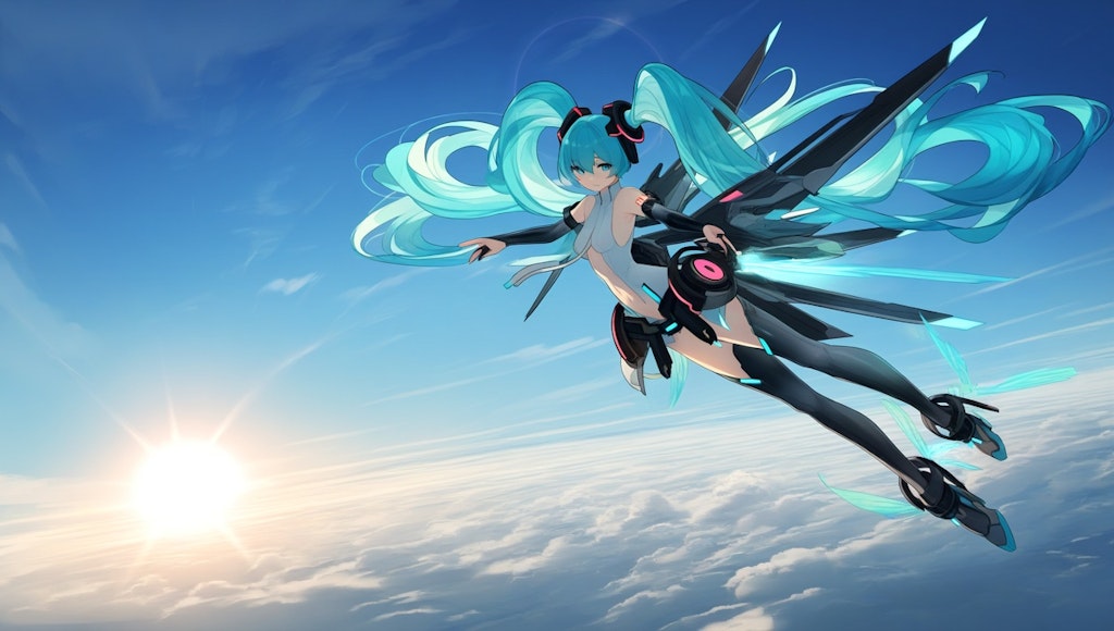 VOCALOID　初音ミク（アペンド）空を飛でいる